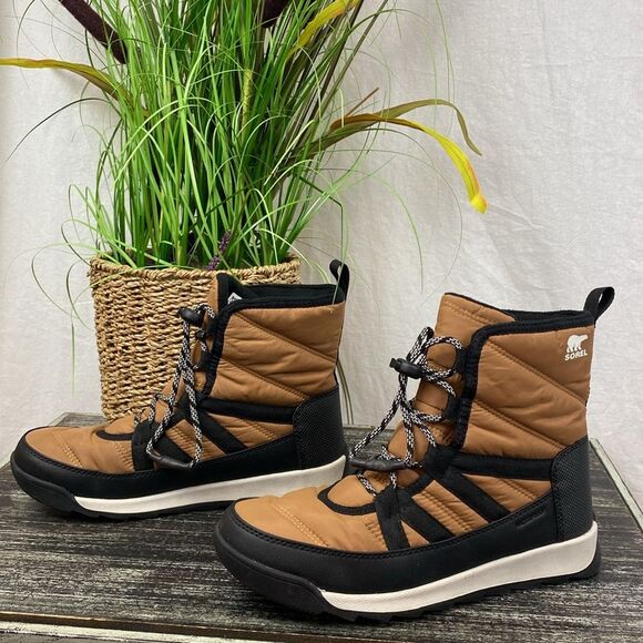 Sorel Whitney Brown & Black Short Lace Up Waterproof Ankle Hiking Boots 6 - Picture 1 of 7